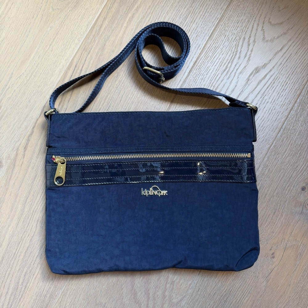 Kipling Adelaide True Blue Patent Combo Crossbody Shoulder Bag HB6618-409